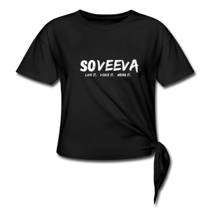 Soveeva | Knotted T-Shirt - Black - Soveeva